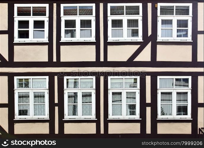 Windows of old timber framing house