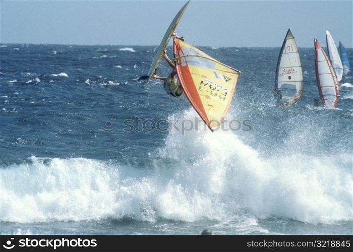 Windsurfer Doing Awesome Trick