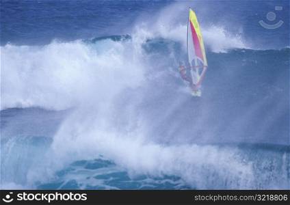 Windsurfer Riding a Wave