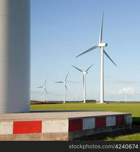 windturbines in Flevoland and blue sky