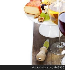 Wine and cheese plate - close up image