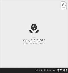 wine and rose logo template vector isolated, icon elements - vector. wine and rose logo template vector isolated, icon elements