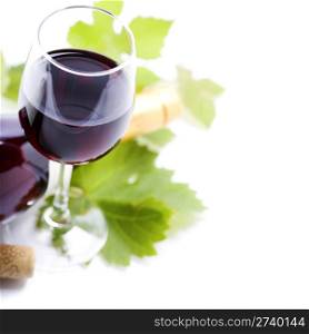 wine and young grape on wite background