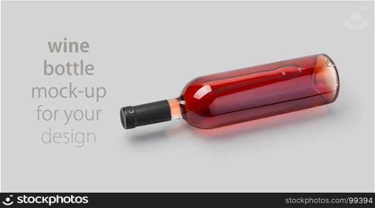 wine bottle mock up. Grey background with clipping path