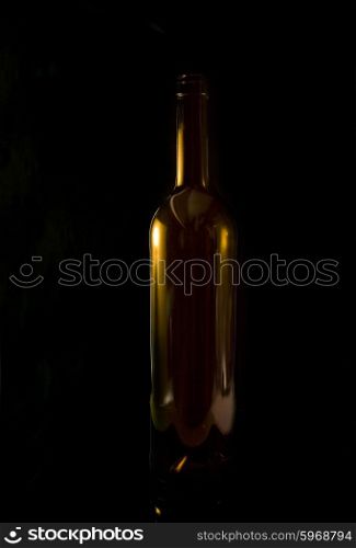 Wine bottle silhouette, in a dark background