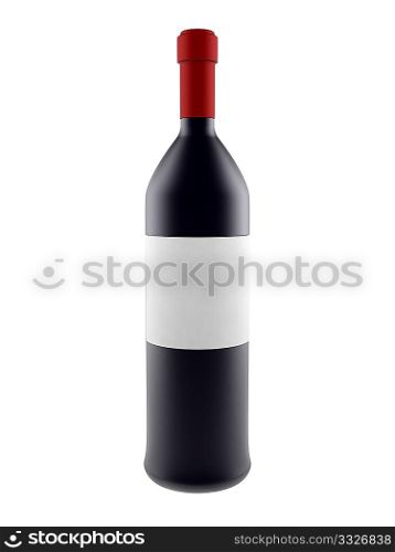 wine bottle with blank label isolated on white