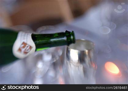 Wine bottle with champagne flute