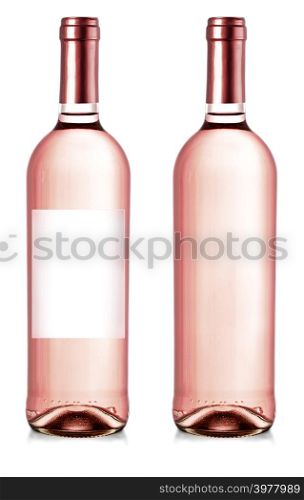 Wine bottle with label isolated on white background