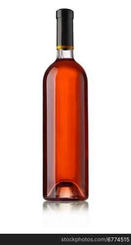 Wine bottle with red wine, isolated on whitebackground