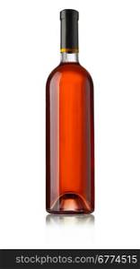 Wine bottle with red wine, isolated on whitebackground