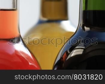 wine bottles in close up