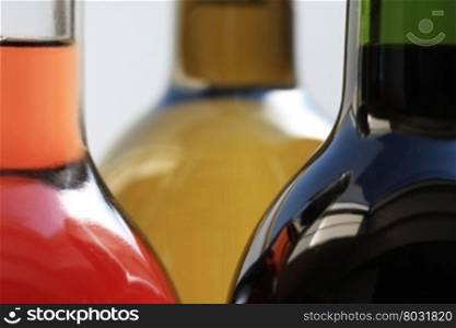 wine bottles in close up