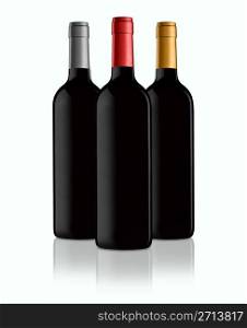 Wine bottles isolated on a black background