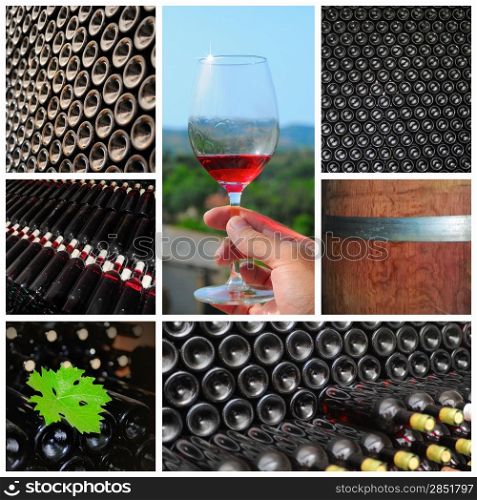 Wine collage. Beautiful set of wine images