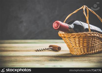 Wine composition on dark rustic background. Wine composition on dark rustic background, space for text