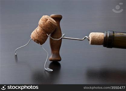 wine cork and corkscrew