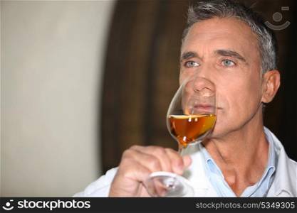 wine expert tasting a vintage