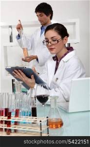 Wine experts in a lab