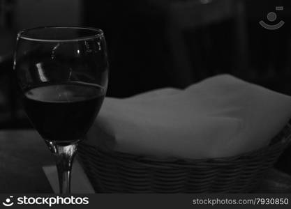 wine glass and bread basket