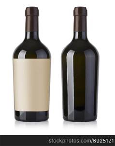 wine glass bottle isolated on white with clipping path