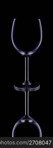 Wine glass isolated on black background with reflection