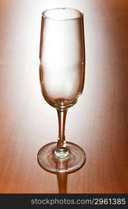 Wine glass on the wooden table