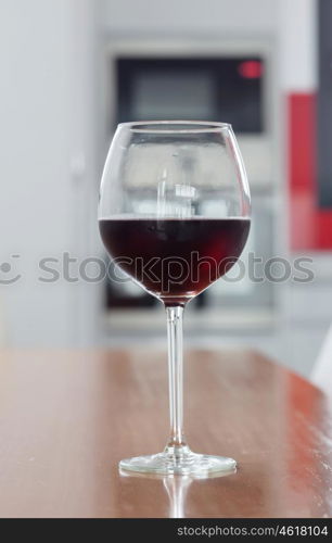 Wine glass set on a wooden table