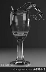 wine glass white 3D illustration on dark background