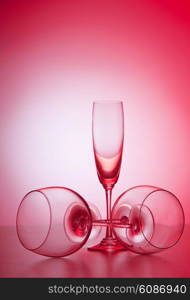 Wine glasses against gradient background