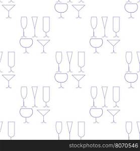 Wine Glasses Seamless Pattern. Set of Different Wine Glasses Isolated on White Background. Wine Glasses Seamless Pattern