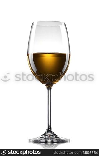 wine in the glass isolated on white