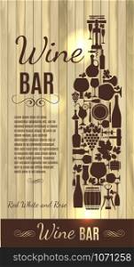 Wine menu on wood texture