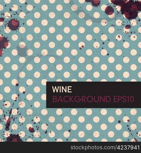 Wine rings on vintage tableclotch. Abstract restaurant background. Vector, EPS10.