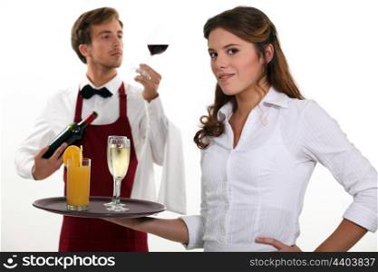 Wine waiter and waitress