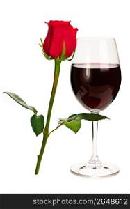 Wine with red rose