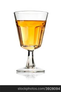 Wineglass with dessert wine isolated. With clipping path