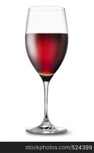 Wineglass with red wine isolated on a white background