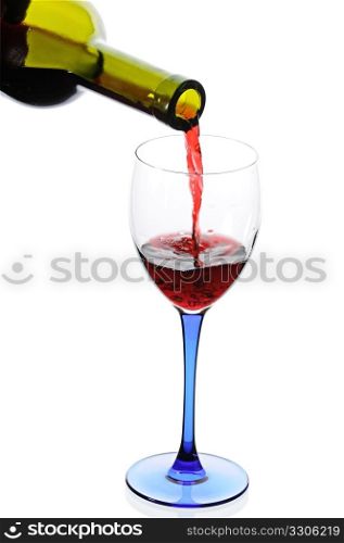 Wineglass with red wine isolated on white background