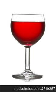 wineglass with red wine over a white background