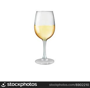 Wineglass with white wine isolated on white background. Concept and idea. With clipping path