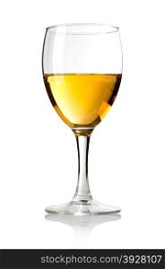 Wineglass with white wine.on wite background. With clipping path