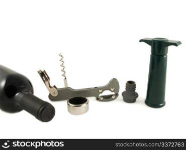 Winery equipment. Winery equipment grouped together, isolated towards white background