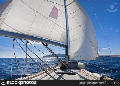 ""Wing and wing" sailing on the yacht during the regatta near greek islands&#xA;"