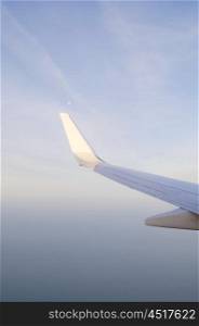 Wing of airplane from window