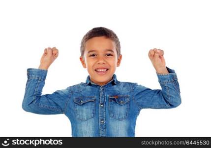 Winner boy isolated on a white background