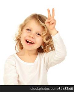 Winner child isolated on a white background