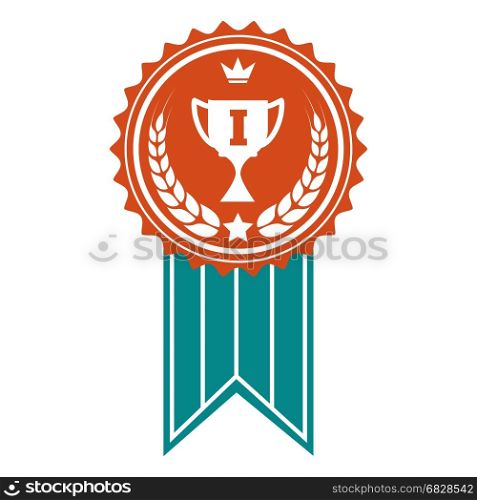 Winner colorful award badge. Winner badge design. Vector colorful award with crown wheat wreath and cup