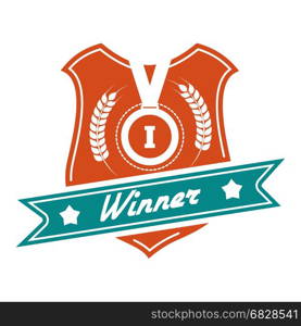 Winner colorful badge design. Winner badge design. Vector colorful award isolated on white background