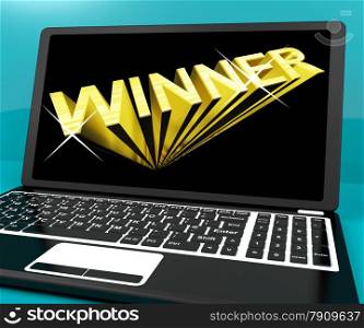 Winner Word On Computer Representing Success And Victory. Winner Word On Computer Representing Success And Victories