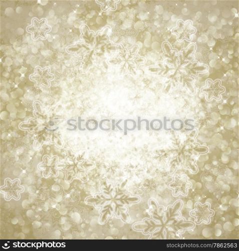 winter abstract background with bokeh lights, snowflakes